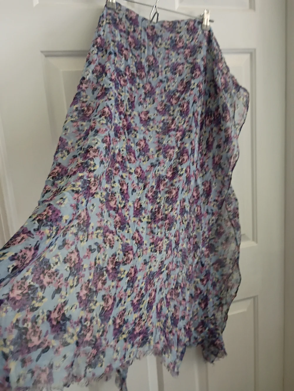 Light Blue Floral Ruffle  Scarf